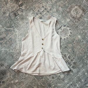 Women's Cream Sleeveless Top